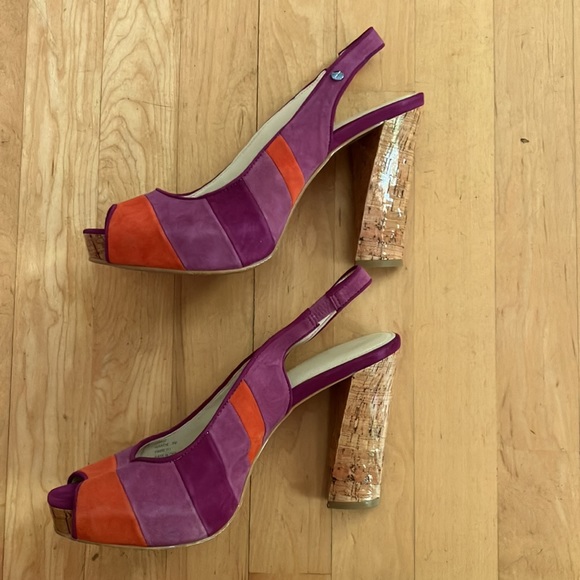 Calvin Klein suede slingback cork purple orange 9 Gracie - Picture 4 of 12